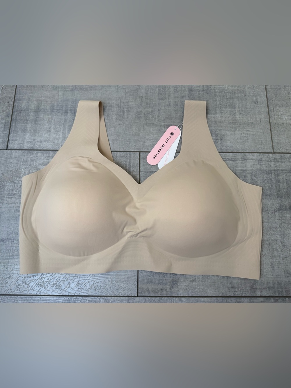 Soft Intentions Seamless Wireless Jelly Bra Size 6X Nude NWT